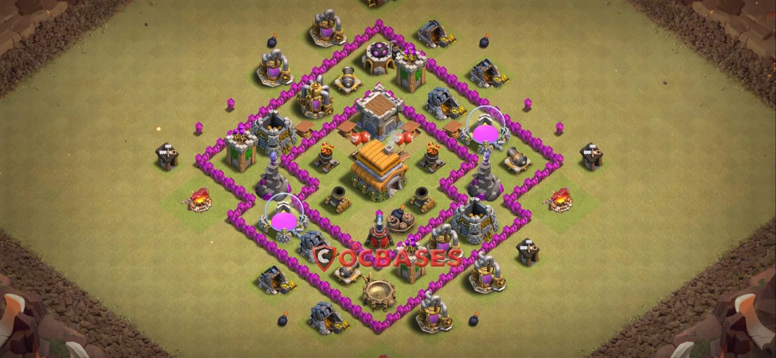 Trophy (Defense) Base TH6 with Link | Clash of Clans Bases | Layouts ID iqkrg