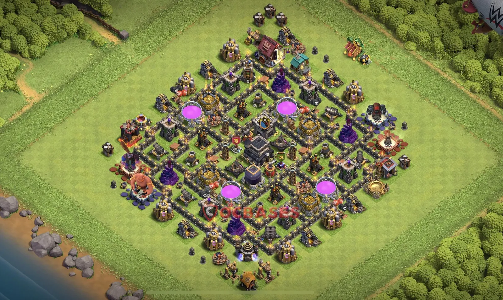 Trophy (Defense) Base TH9 with Link | Clash of Clans Bases | Layouts ID iyg92