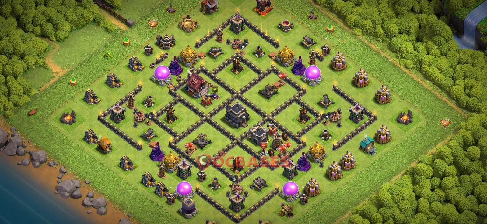 Trophy (Defense) Base TH9 with Link | Clash of Clans Bases | Layouts ID jj1j4