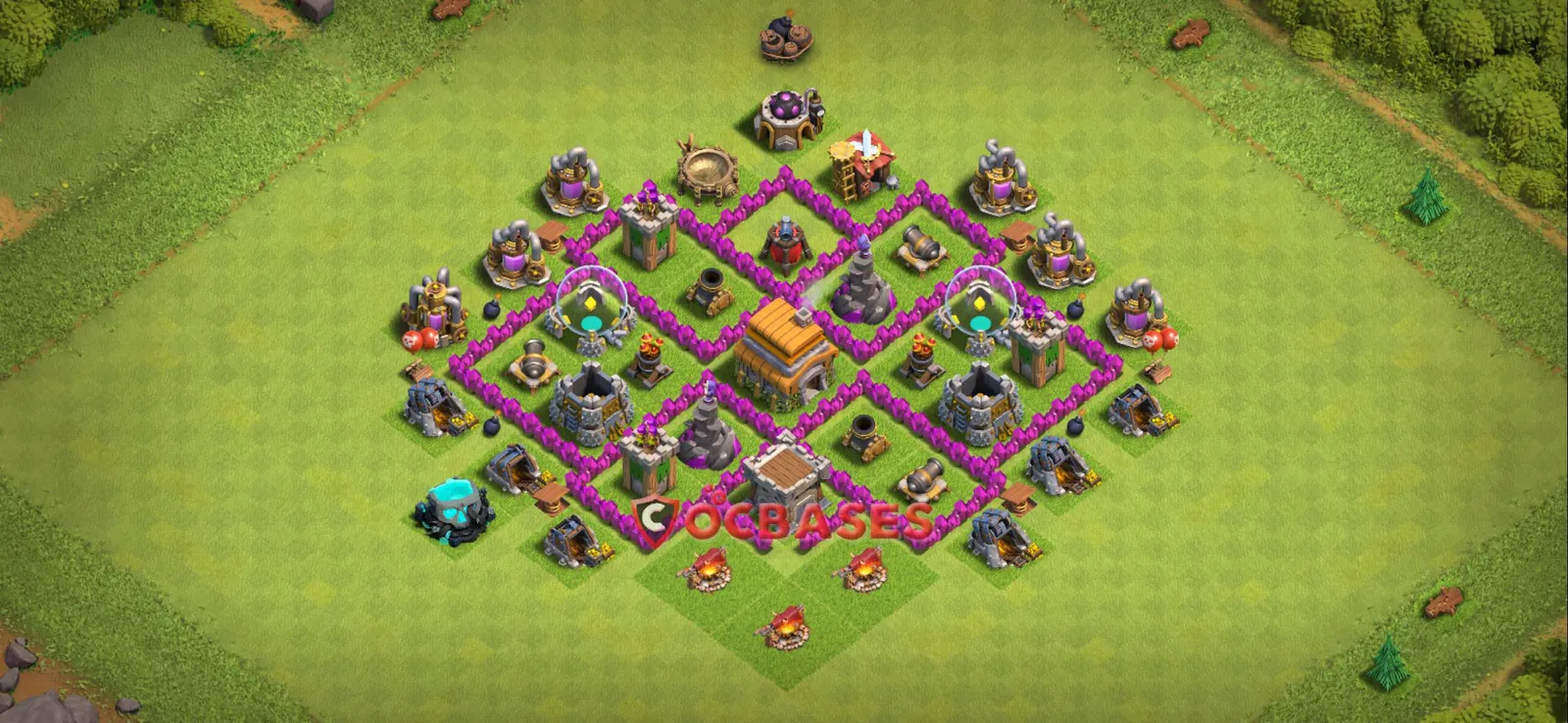 Trophy (Defense) Base TH6 with Link | Clash of Clans Bases | Layouts ID kfwvd
