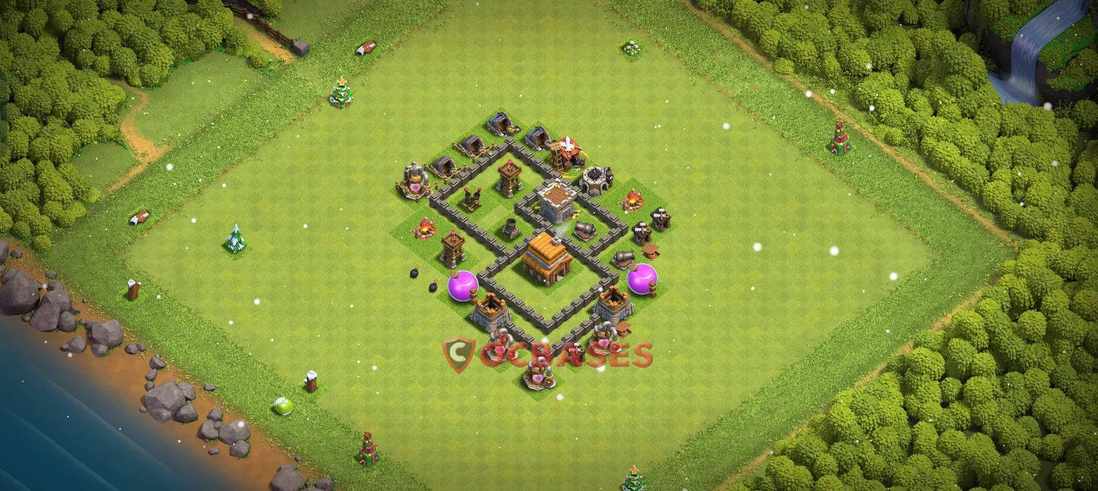 Trophy (Defense) Base TH4 with Link | Clash of Clans Bases | Layouts ID lbnmx