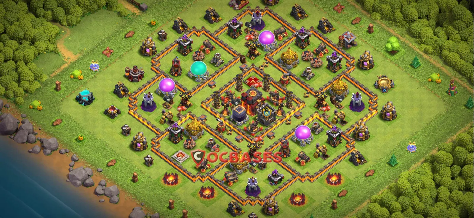Trophy (Defense) Base TH10 with Link | Clash of Clans Bases | Layouts ID nhh5m