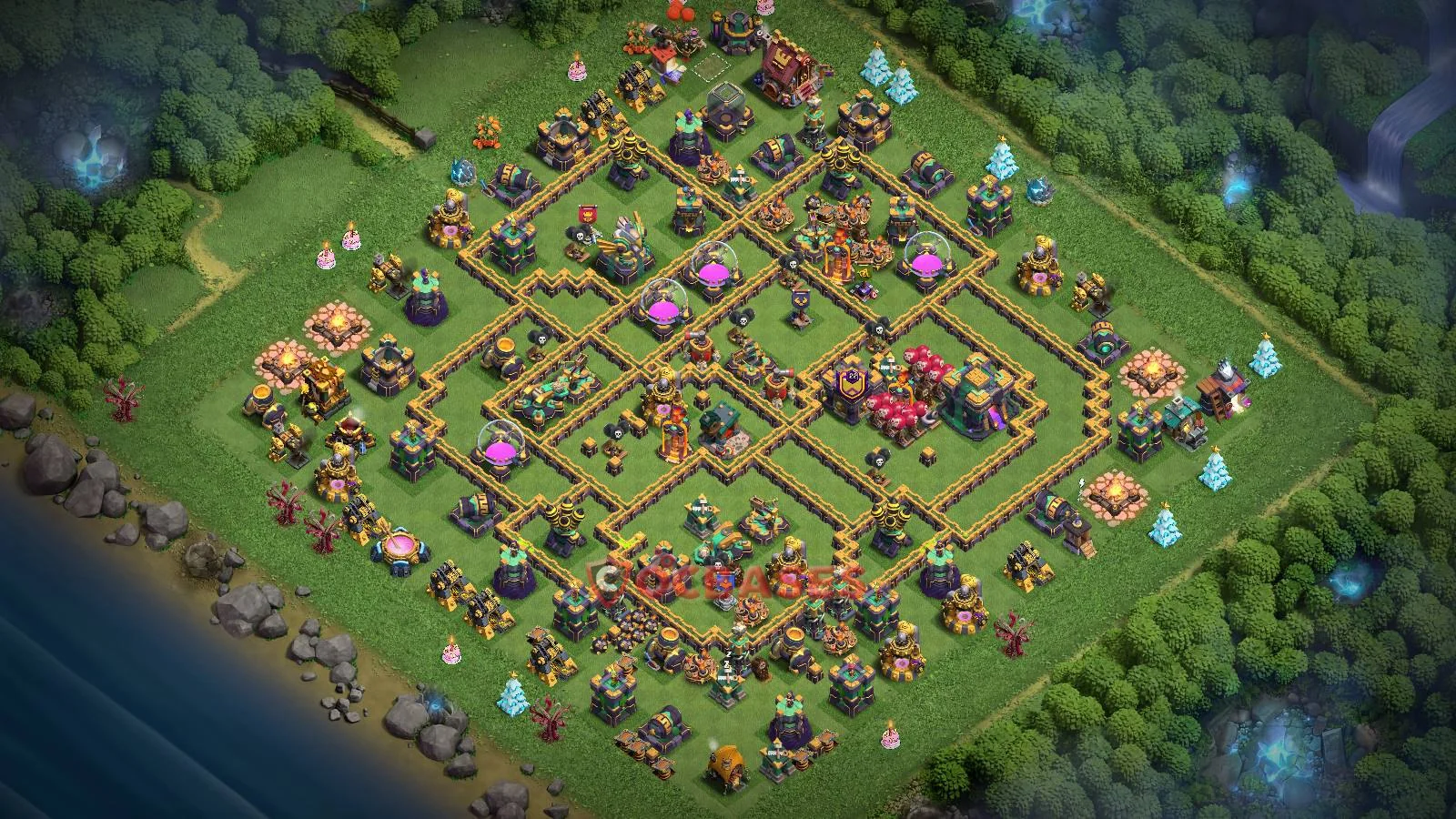Trophy (Defense) Base TH14 with Link | Clash of Clans Bases | Layouts ID pdwd2