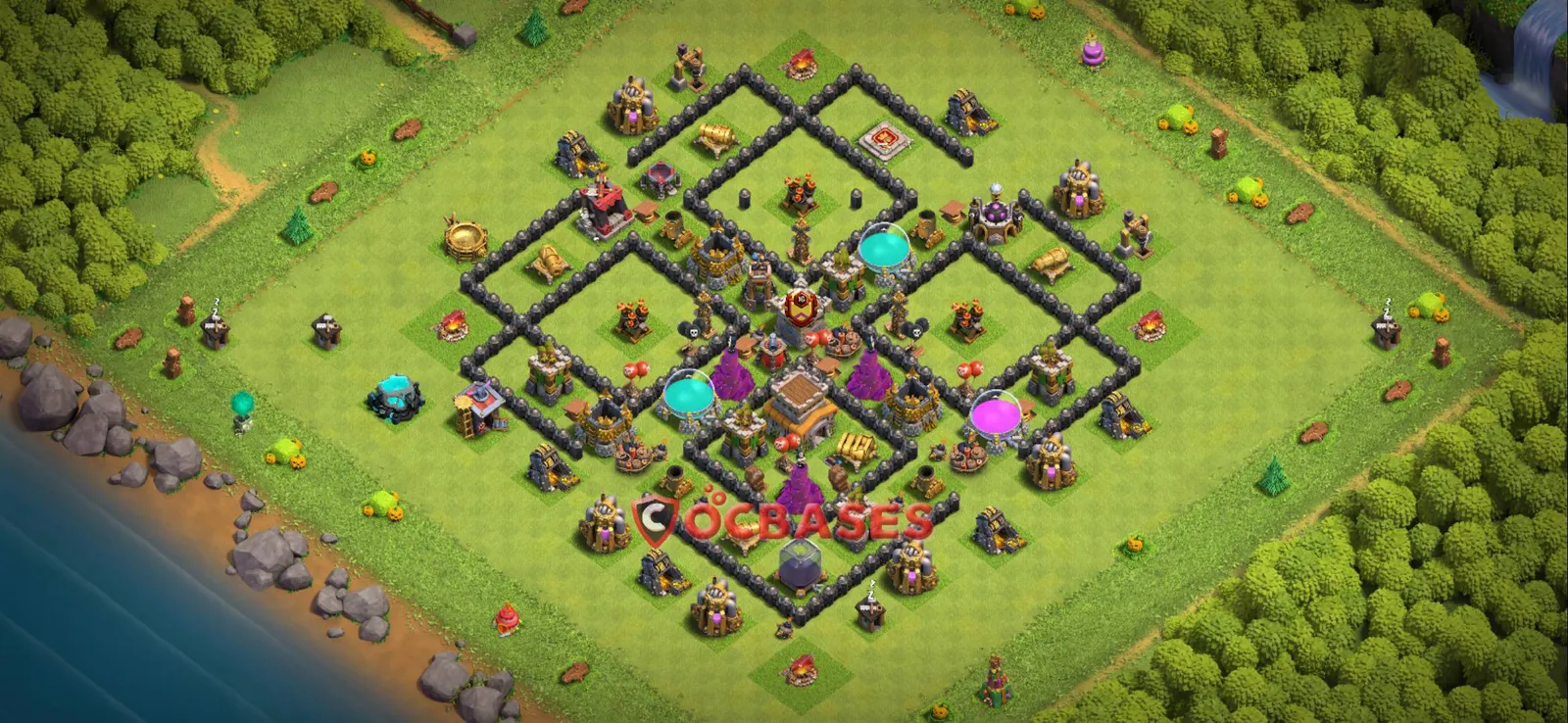 Trophy (Defense) Base TH8 with Link | Clash of Clans Bases | Layouts ID q1kvs