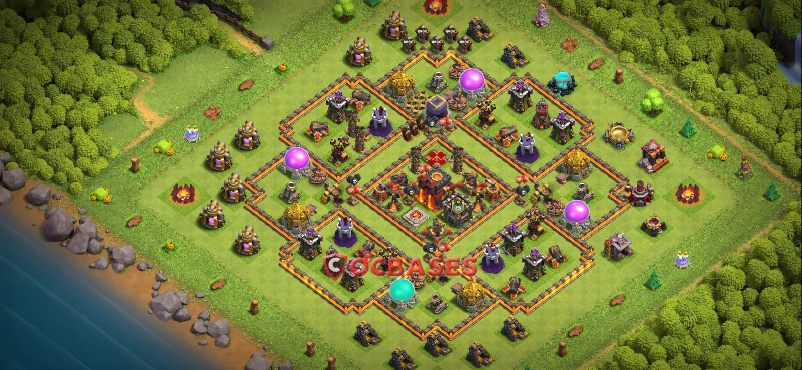 Trophy (Defense) Base TH10 with Link | Clash of Clans Bases | Layouts ID qb2pr
