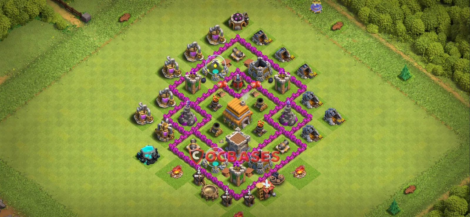 Trophy (Defense) Base TH6 with Link | Clash of Clans Bases | Layouts ID qbrgz
