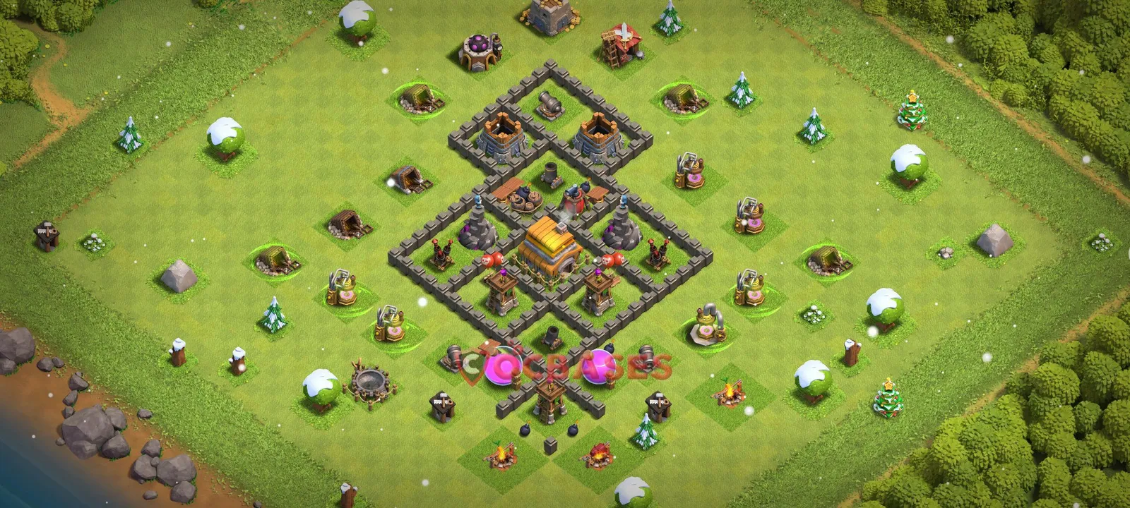 Trophy (Defense) Base TH6 with Link | Clash of Clans Bases | Layouts ID qplra