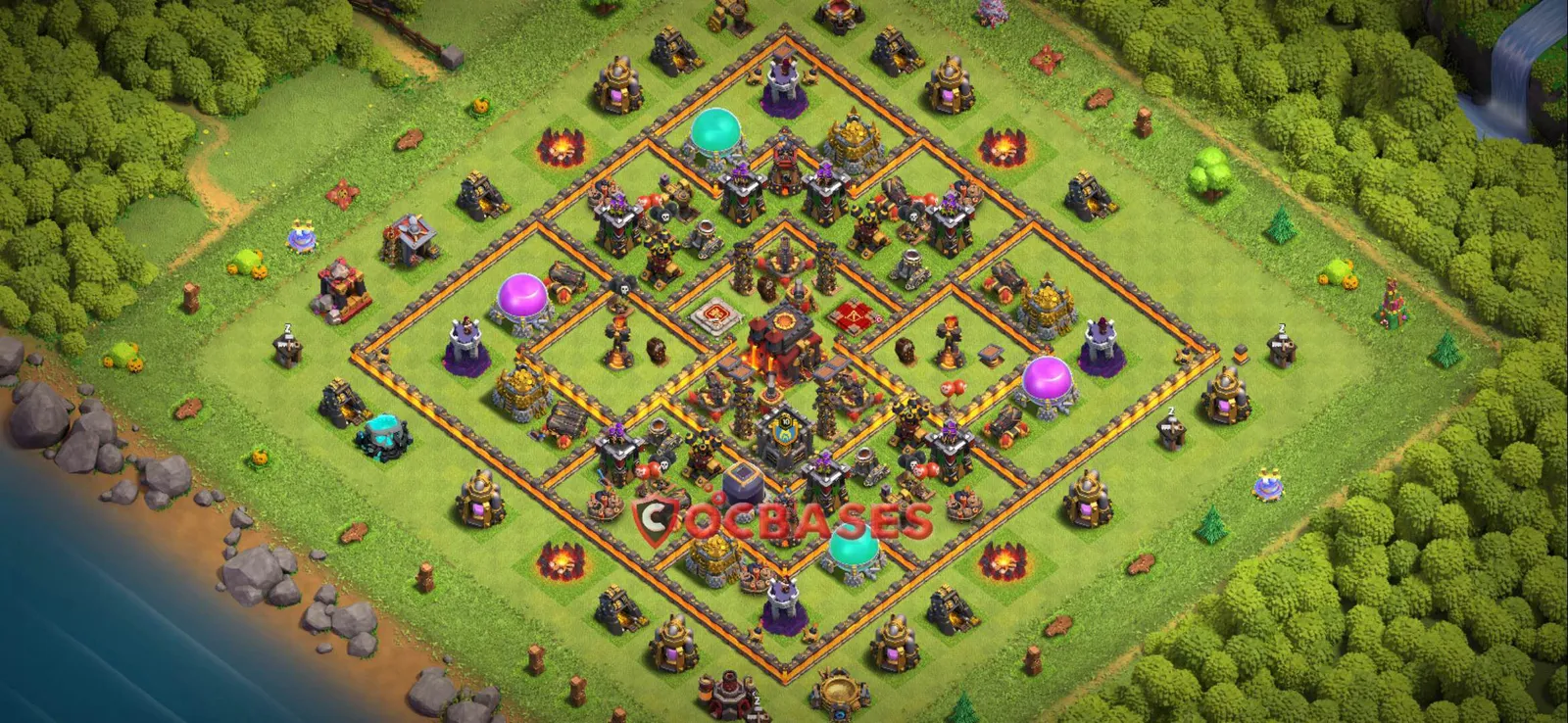 Trophy (Defense) Base TH10 with Link | Clash of Clans Bases | Layouts ID rx9cv