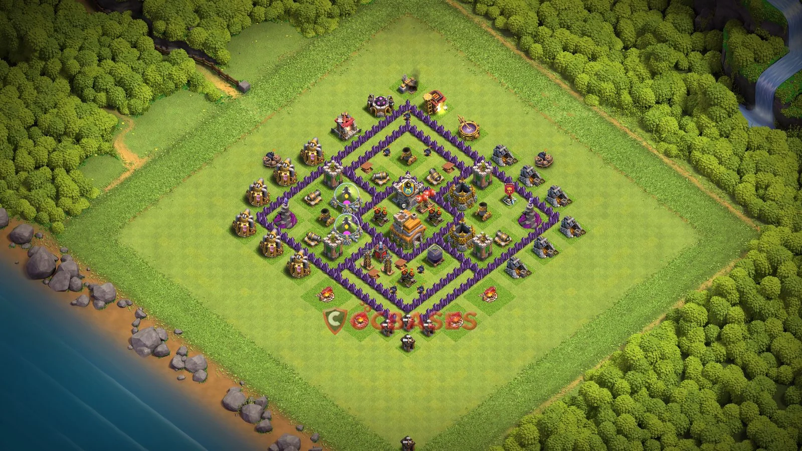 Trophy (Defense) Base TH7 with Link | Clash of Clans Bases | Layouts ID rzrse