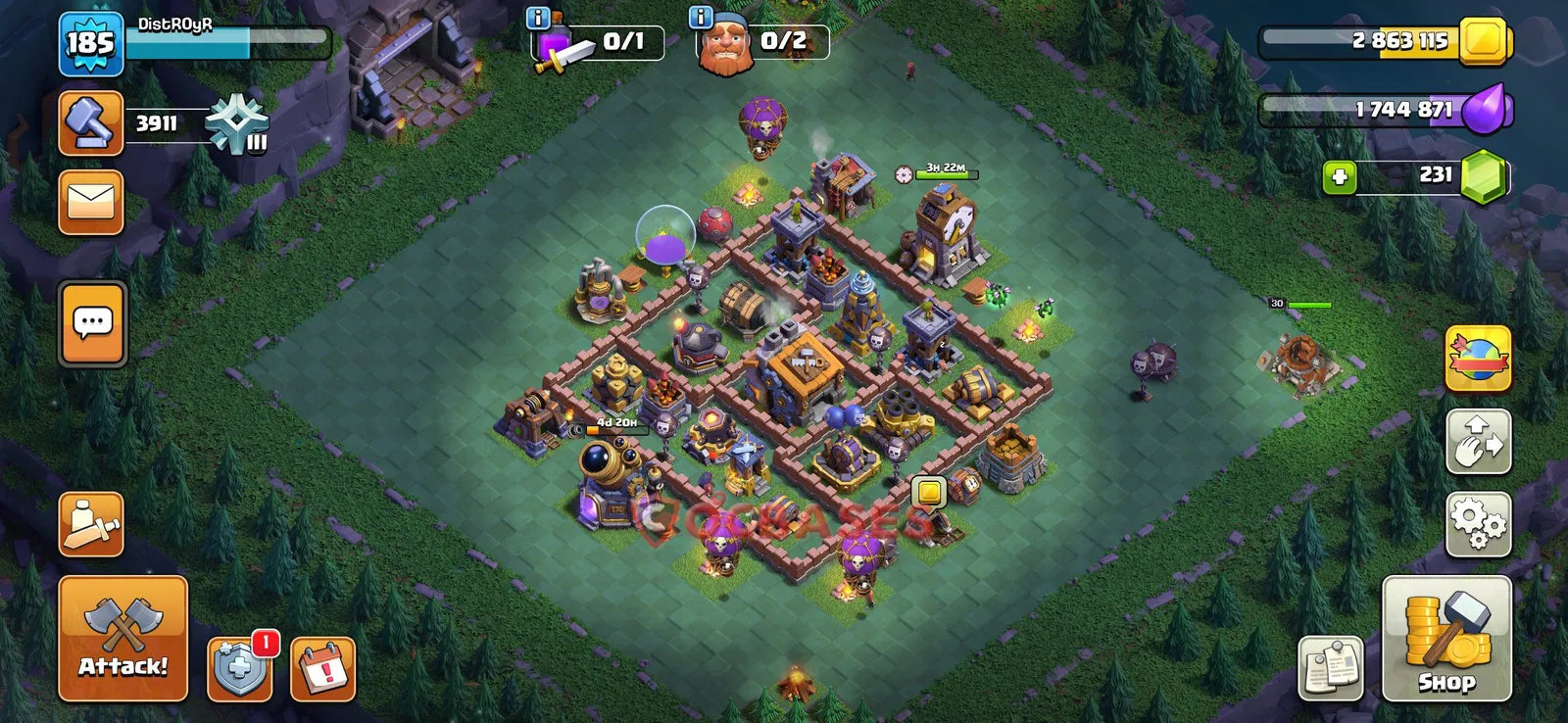 Trophy (Defense) Base BH9 - Clash of Clans Layout Trophy (Defense) Base BH9 - Clash of Clans Builder Hall 9 Layout with Link
