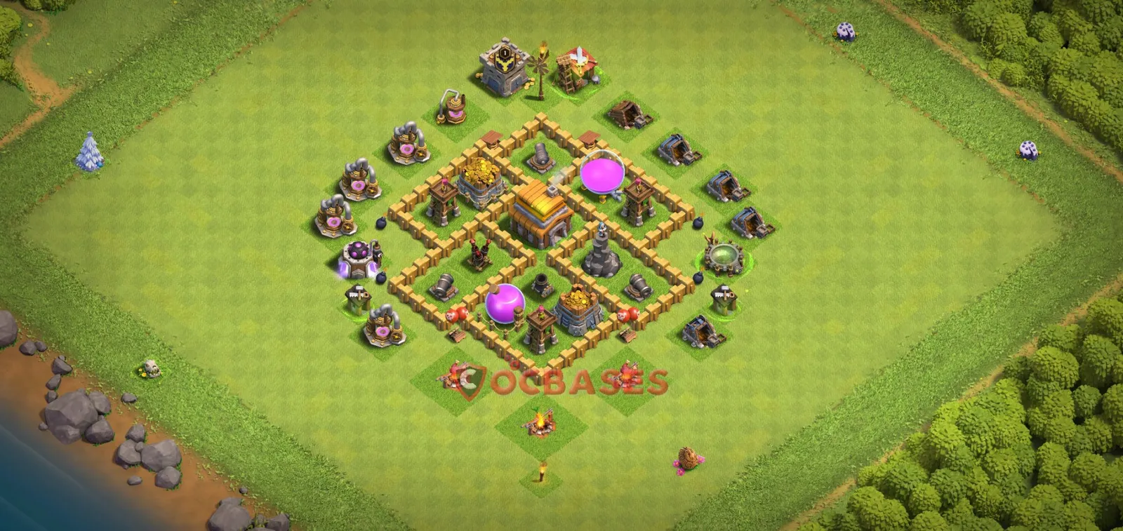 Trophy (Defense) Base TH5 with Link | Clash of Clans Bases | Layouts ID t3cfw