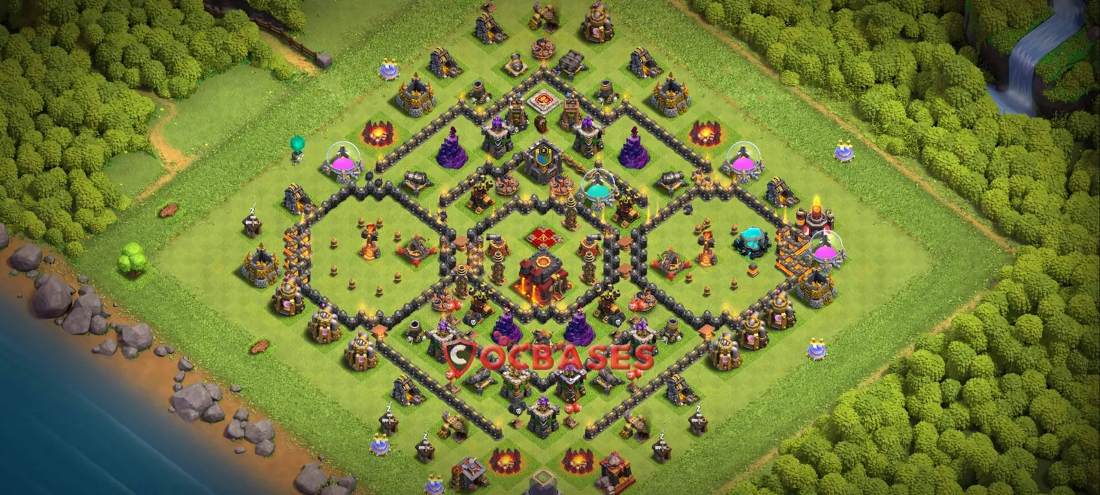 Trophy (Defense) Base TH10 with Link | Clash of Clans Bases | Layouts ID tc23d