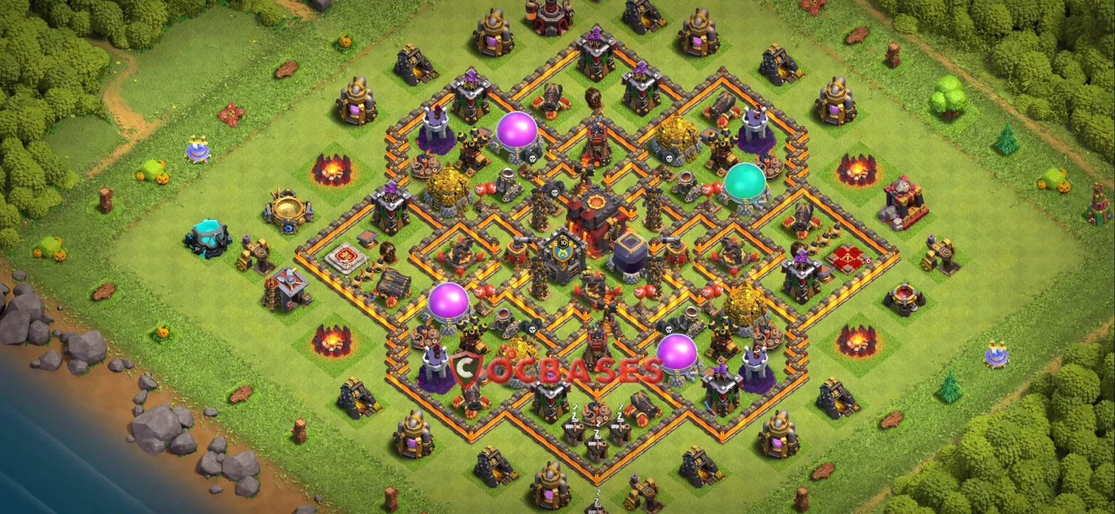 Trophy (Defense) Base TH10 with Link | Clash of Clans Bases | Layouts ID tq7fb