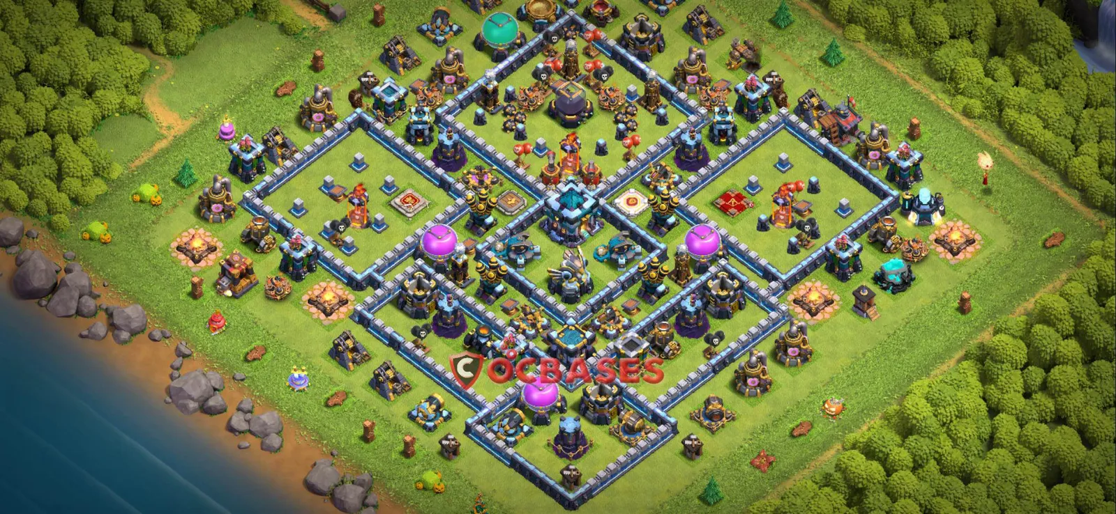 Trophy (Defense) Base TH13 with Link | Clash of Clans Bases | Layouts ID uosns