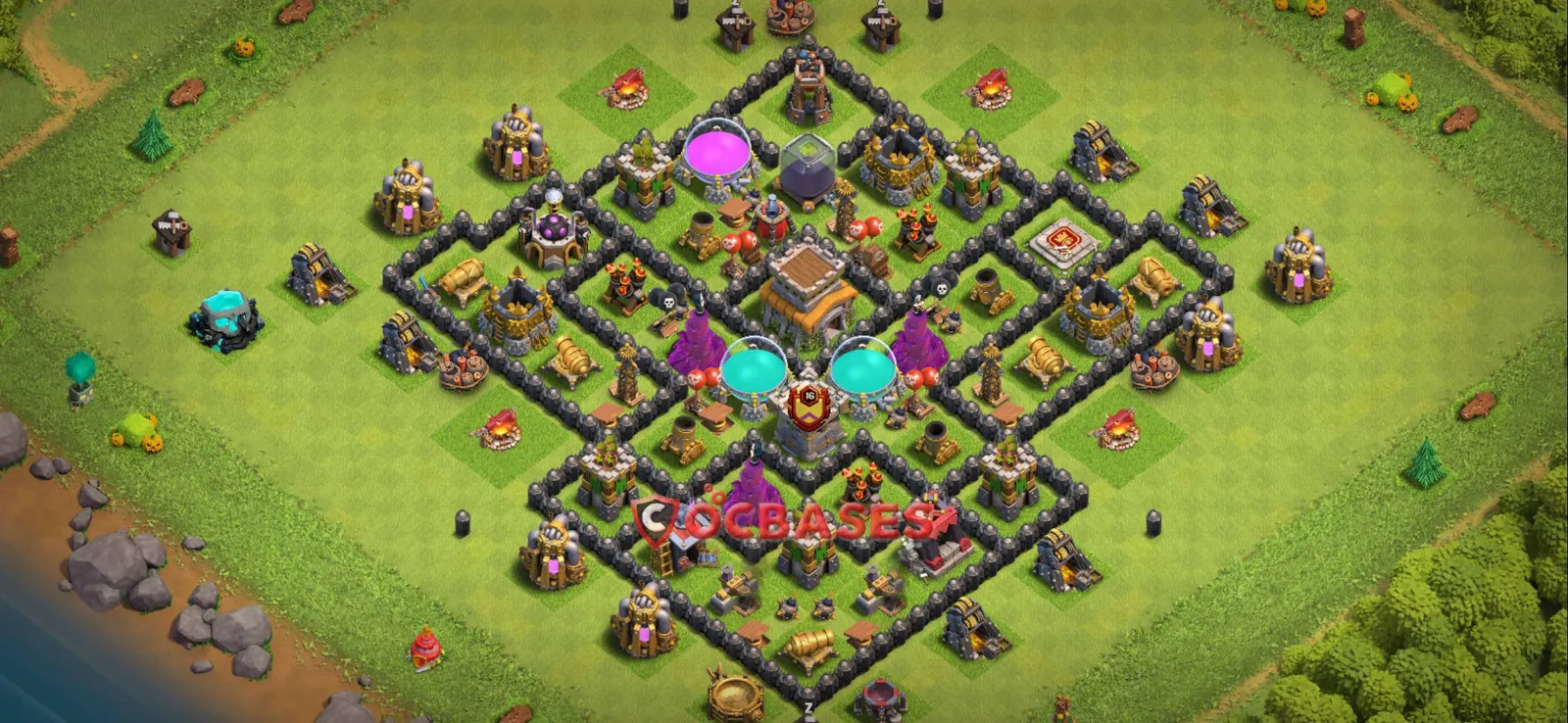 Trophy (Defense) Base TH8 with Link | Clash of Clans Bases | Layouts ID v764p