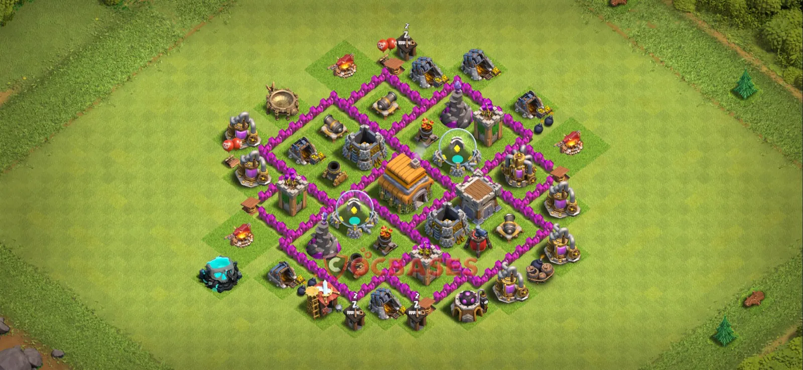 Trophy (Defense) Base TH6 with Link | Clash of Clans Bases | Layouts ID wa9v6