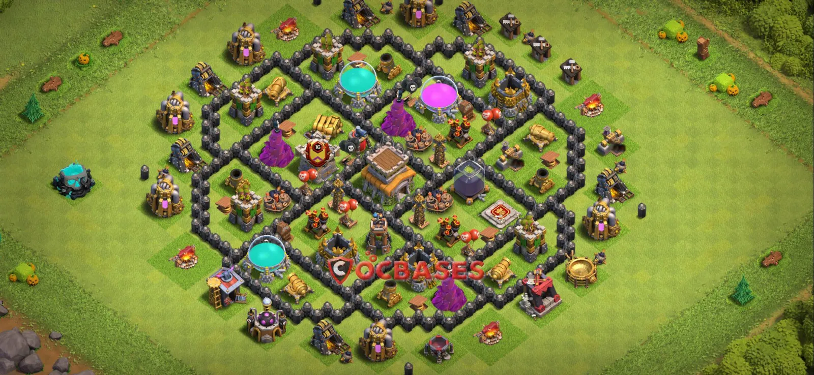 Trophy (Defense) Base TH8 with Link | Clash of Clans Bases | Layouts ID wqsge