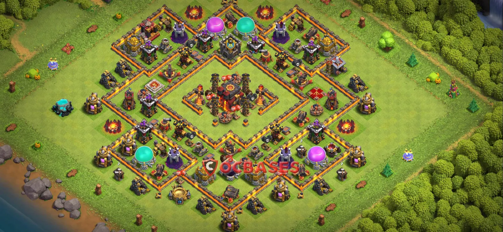 Trophy (Defense) Base TH10 with Link | Clash of Clans Bases | Layouts ID x10il