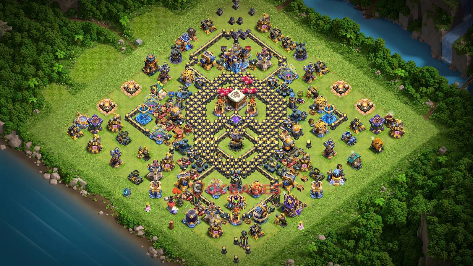 Trophy (Defense) Base TH18 with Link | Clash of Clans Bases | Layouts ID x9psf