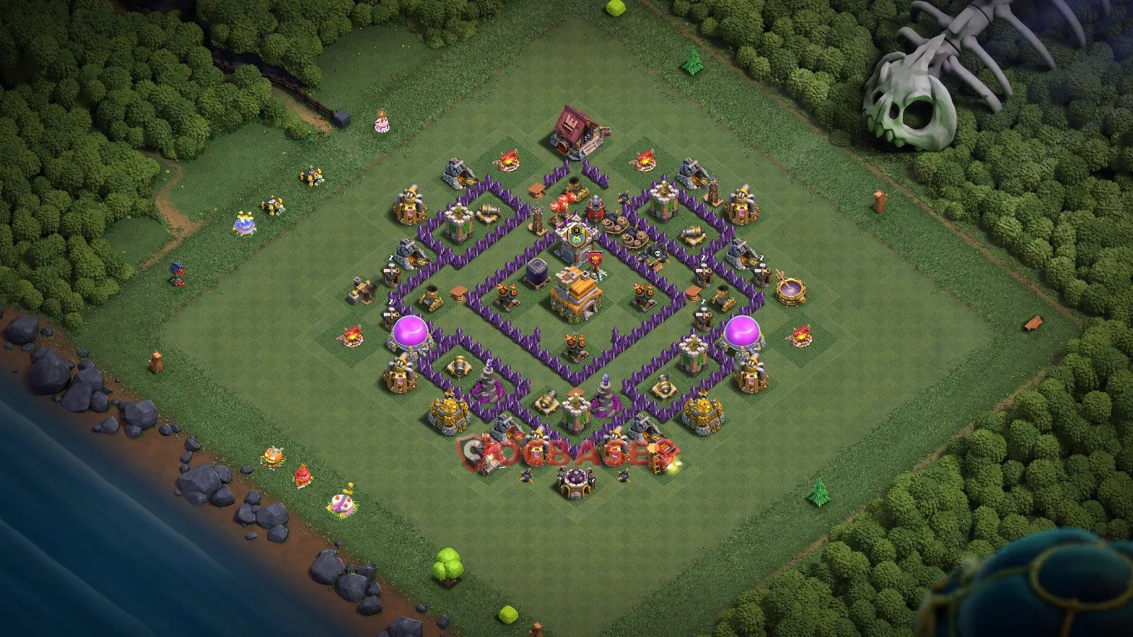 Trophy (Defense) Base TH7 with Link | Clash of Clans Bases | Layouts ID ydl28