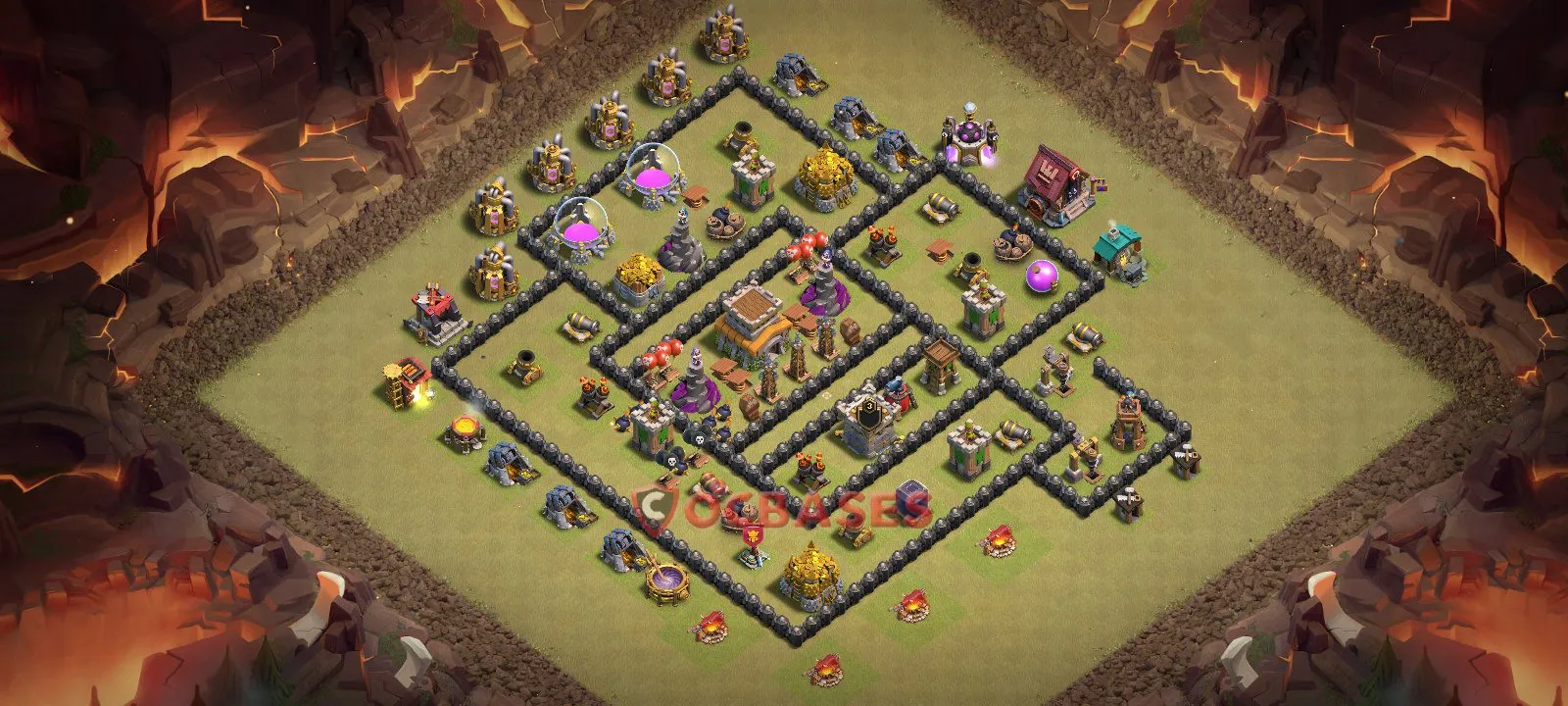 Trophy (Defense) Base TH8 with Link | Clash of Clans Bases | Layouts ID yrxh1