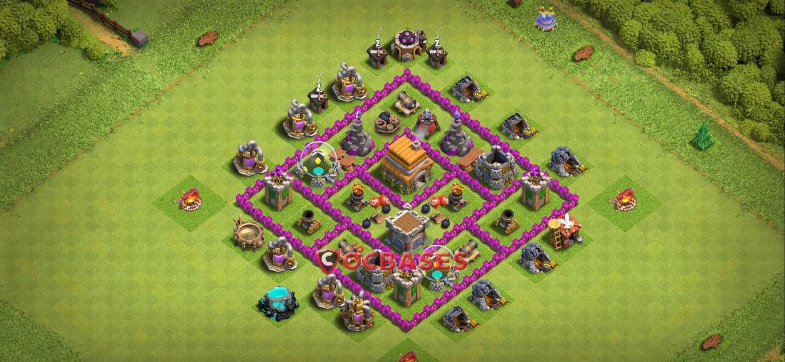 Trophy (Defense) Base TH6 with Link | Clash of Clans Bases | Layouts ID zhf97