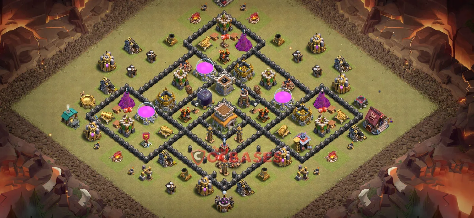 War (Anti-3 Star) Base TH8 with Link | Clash of Clans Bases | Layouts ID 190ed