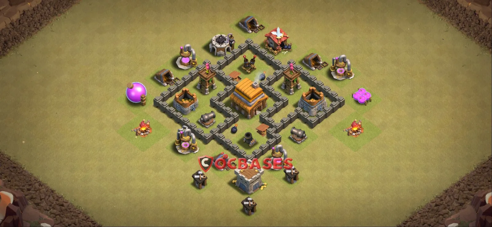 War (Anti-3 Star) Base TH4 with Link | Clash of Clans Bases | Layouts ID 2lopd