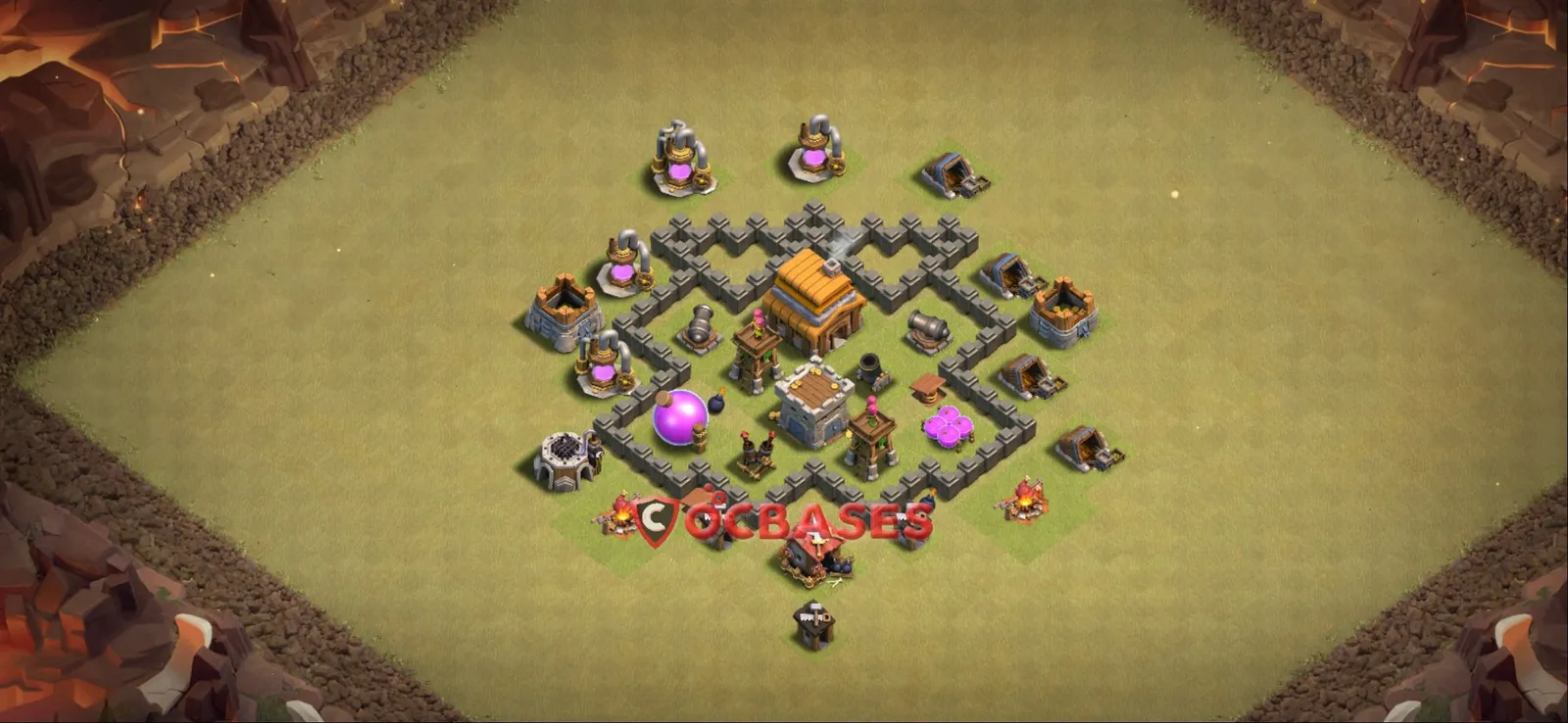 War (Anti-3 Star) Base TH4 with Link | Clash of Clans Bases | Layouts ID 3pxea