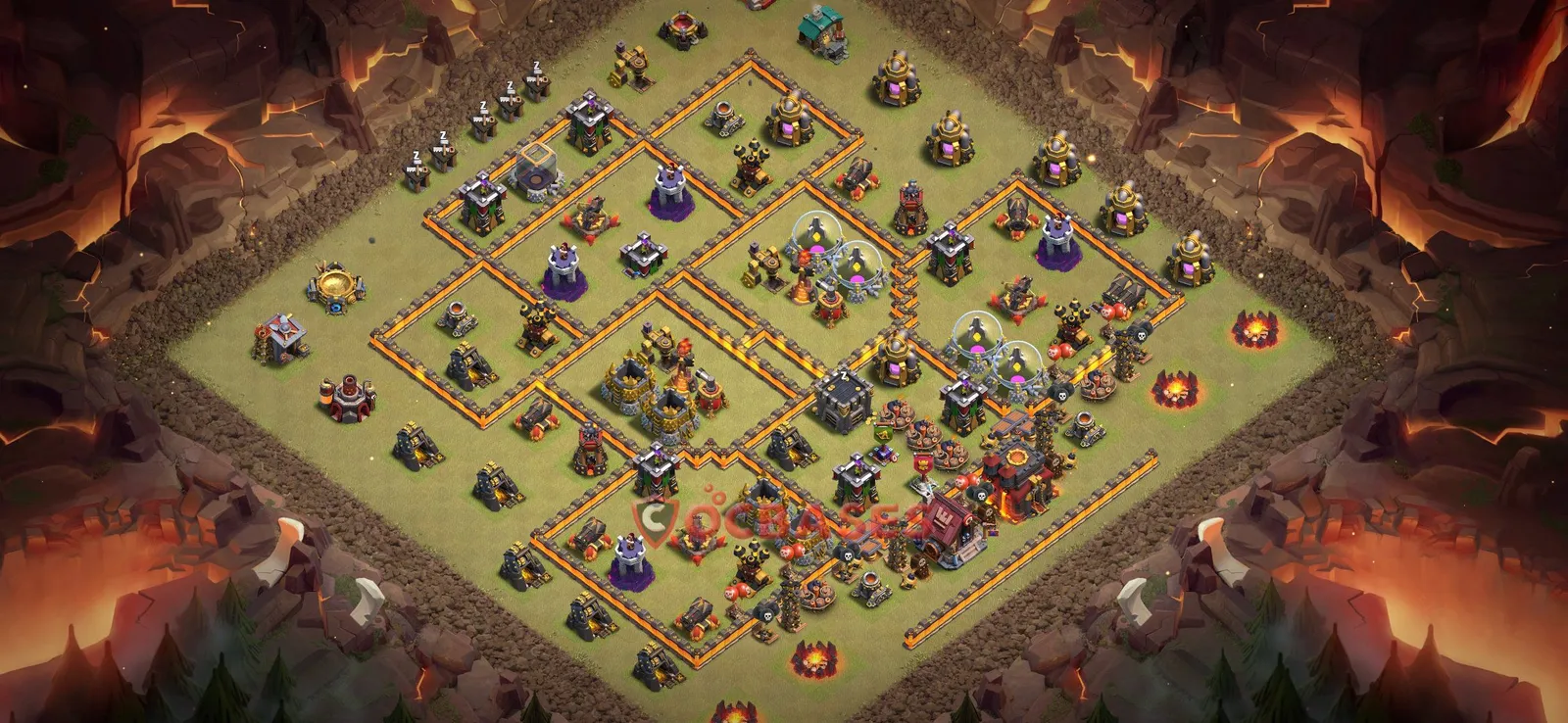 War (Anti-3 Star) Base TH10 with Link | Clash of Clans Bases | Layouts ID 48q0v