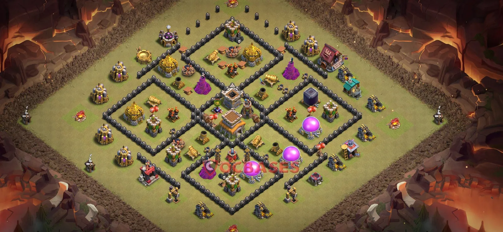 War (Anti-3 Star) Base TH8 - Clash of Clans Town Hall 8 Layout Link War (Anti-3 Star) Base TH8 - Clash of Clans Town Hall 8 WAR Base Layout with Copy Link 2026