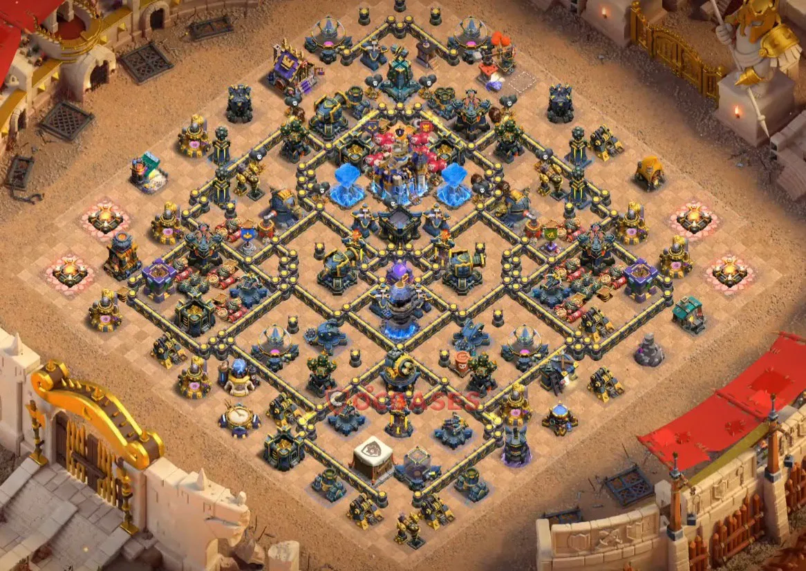 War (Anti-3 Star) Base TH18 - Clash of Clans Town Hall 18 Layout Link War (Anti-3 Star) Base TH18 - Clash of Clans Town Hall 18 WAR Base Layout with Copy Link 2026
