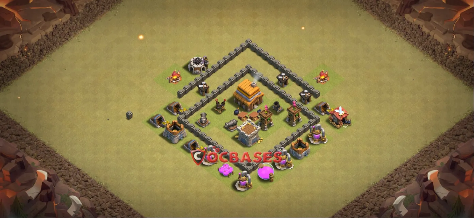 War (Anti-3 Star) Base TH4 with Link | Clash of Clans Bases | Layouts ID 8jm20