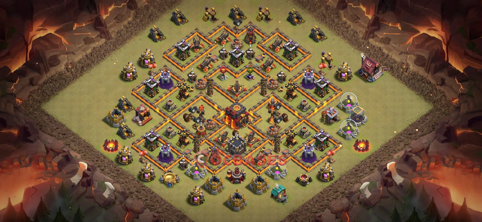 War (Anti-3 Star) Base TH10 with Link | Clash of Clans Bases | Layouts ID aobv9