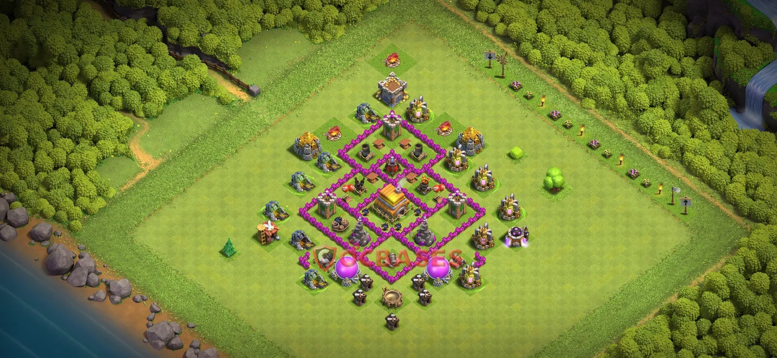 War (Anti-3 Star) Base TH6 with Link | Clash of Clans Bases | Layouts ID bztoc