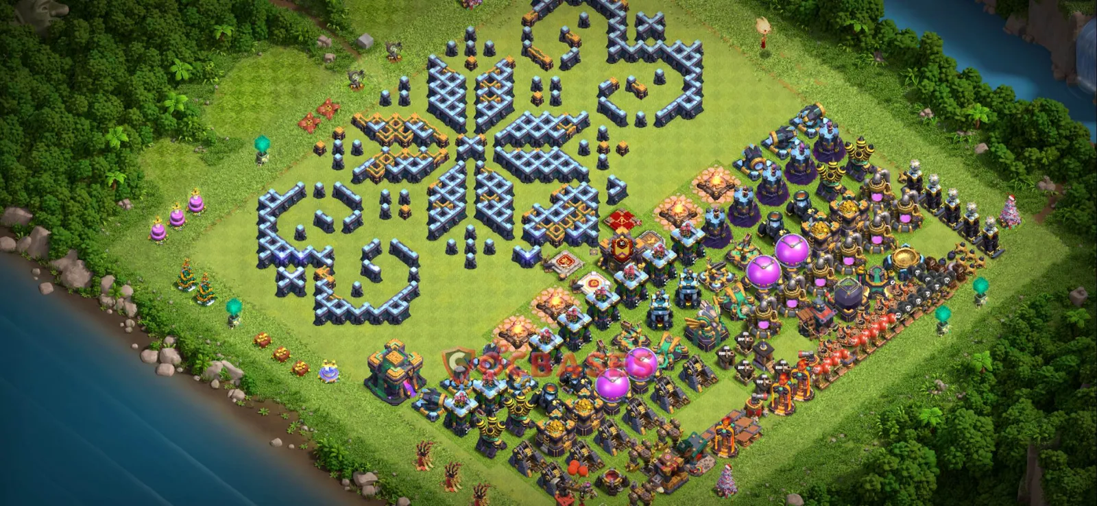 War (Anti-3 Star) Base TH14 - Clash of Clans Town Hall 14 Layout Link War (Anti-3 Star) Base TH14 - Clash of Clans Town Hall 14 WAR Base Layout with Copy Link 2026