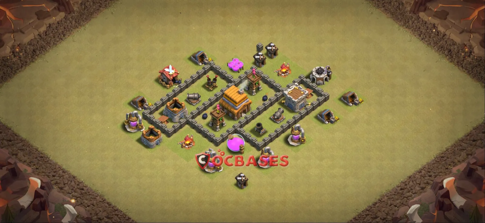 War (Anti-3 Star) Base TH4 with Link | Clash of Clans Bases | Layouts ID dvuro
