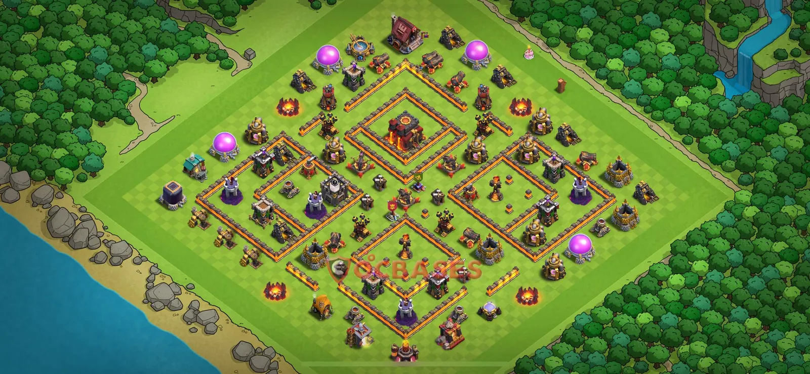 War (Anti-3 Star) Base TH10 with Link | Clash of Clans Bases | Layouts ID fng63