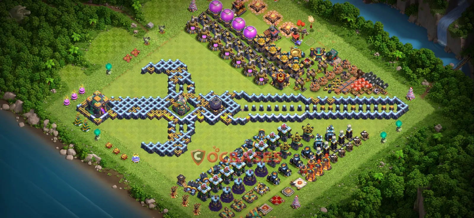 War (Anti-3 Star) Base TH14 - Clash of Clans Town Hall 14 Layout Link War (Anti-3 Star) Base TH14 - Clash of Clans Town Hall 14 WAR Base Layout with Copy Link 2026