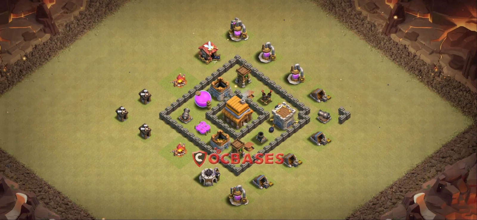 War (Anti-3 Star) Base TH4 with Link | Clash of Clans Bases | Layouts ID gsp7i