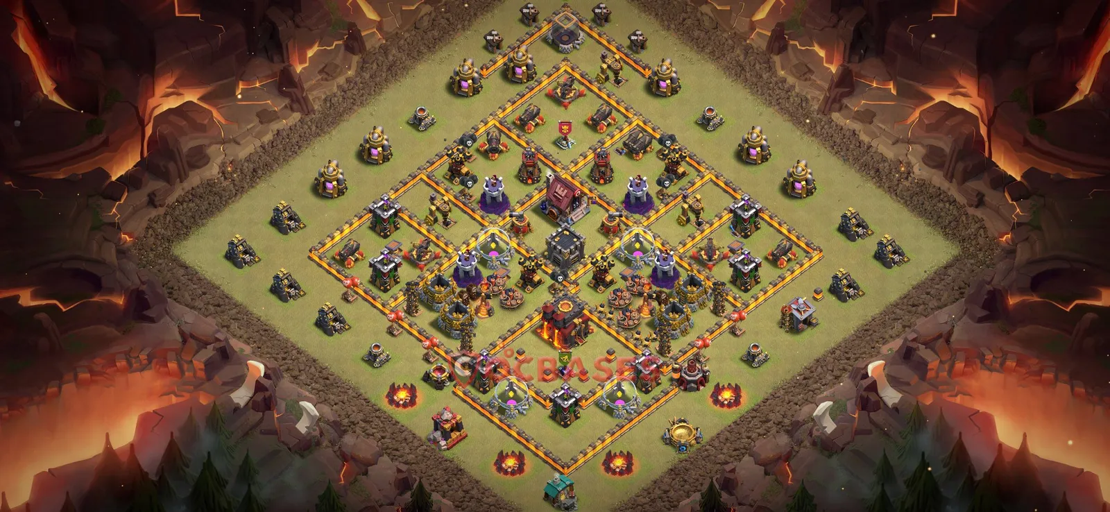 War (Anti-3 Star) Base TH10 with Link | Clash of Clans Bases | Layouts ID gybw6