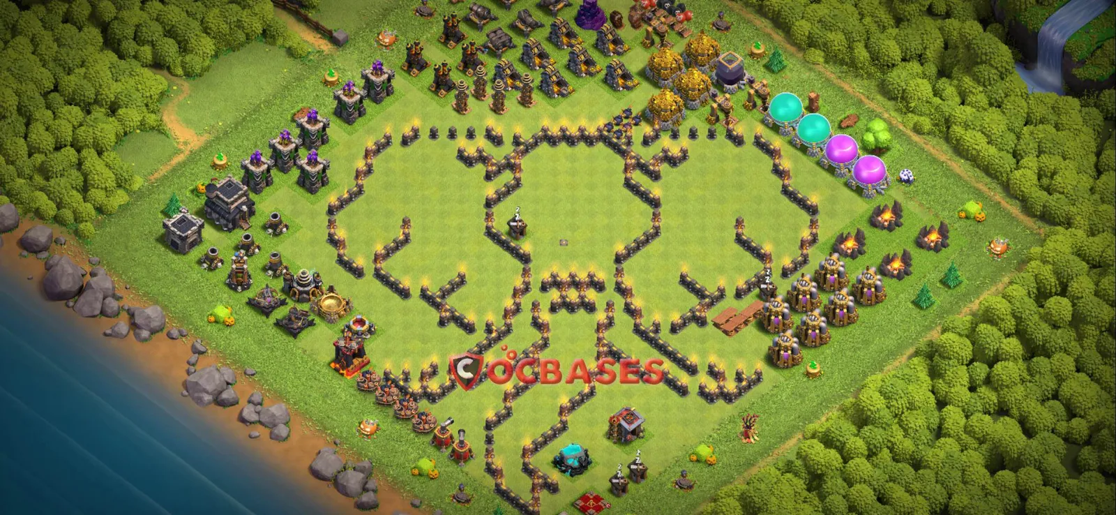 War (Anti-3 Star) Base TH9 - Clash of Clans Town Hall 9 Layout Link War (Anti-3 Star) Base TH9 - Clash of Clans Town Hall 9 WAR Base Layout with Copy Link 2026