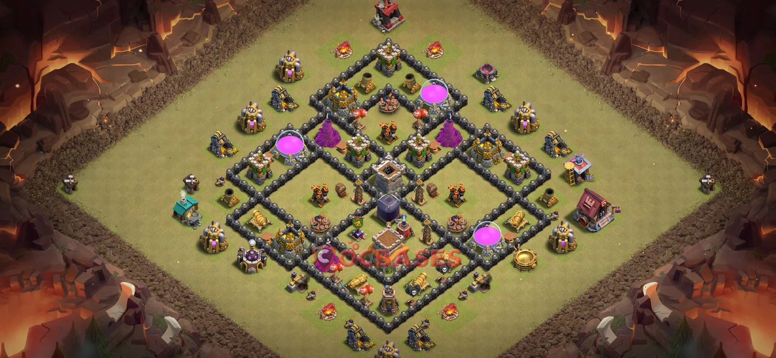 War (Anti-3 Star) Base TH8 with Link | Clash of Clans Bases | Layouts ID k8t2m