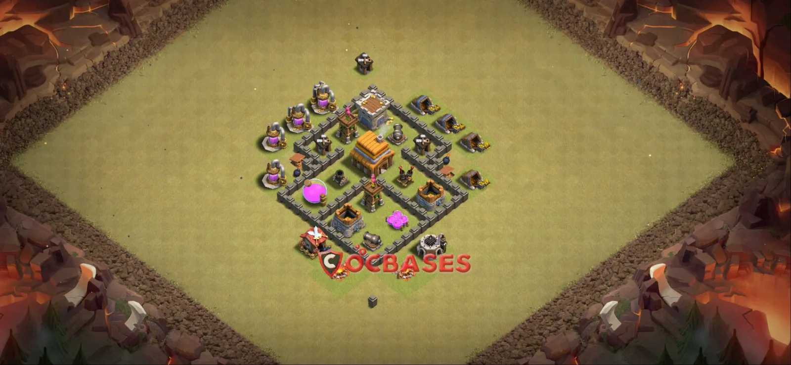 War (Anti-3 Star) Base TH4 with Link | Clash of Clans Bases | Layouts ID kmtwm