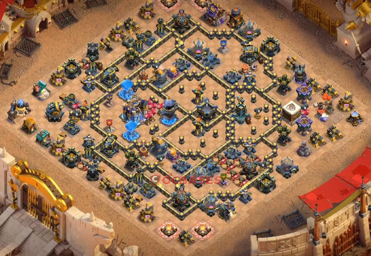 War (Anti-3 Star) Base TH18 - Clash of Clans Town Hall 18 Layout Link War (Anti-3 Star) Base TH18 - Clash of Clans Town Hall 18 WAR Base Layout with Copy Link 2026