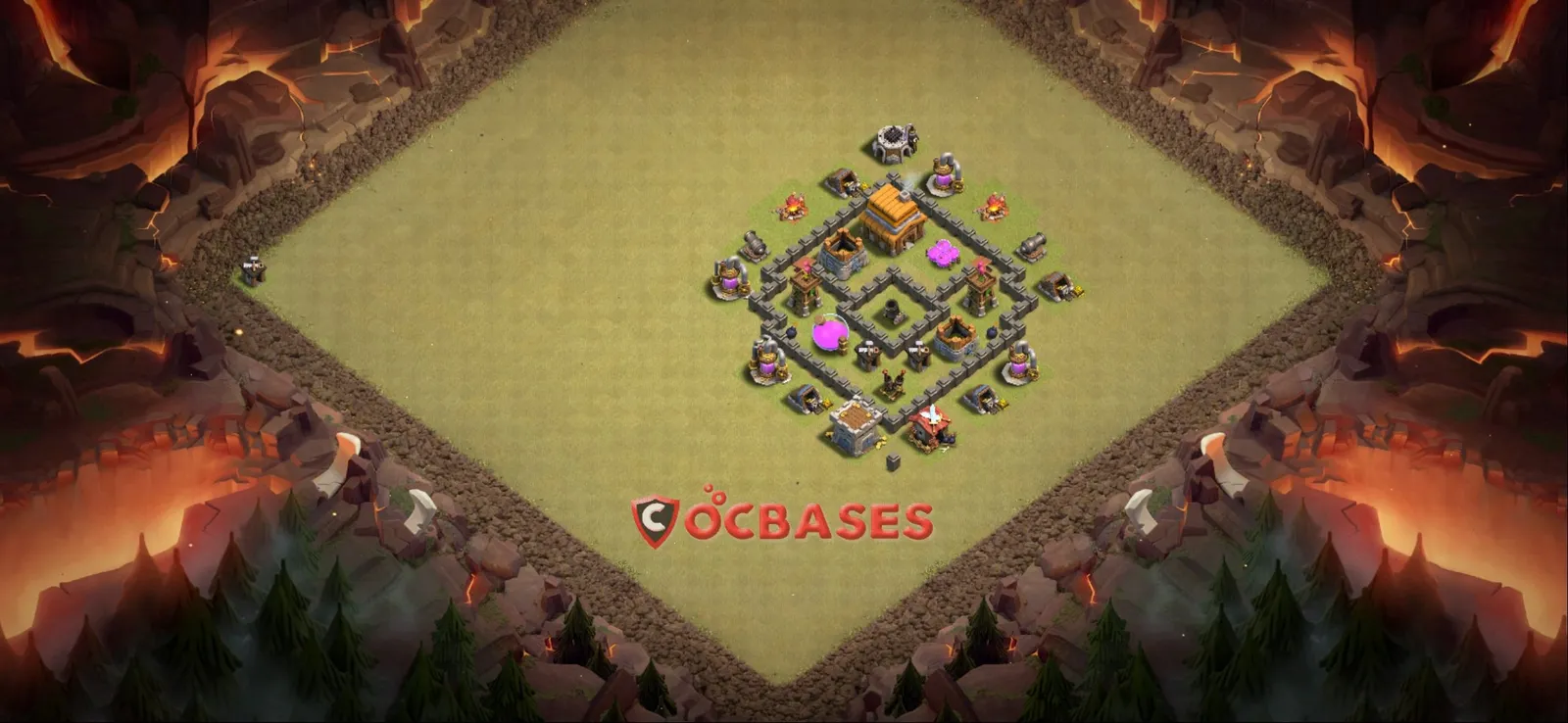 War (Anti-3 Star) Base TH4 with Link | Clash of Clans Bases | Layouts ID l2wf7