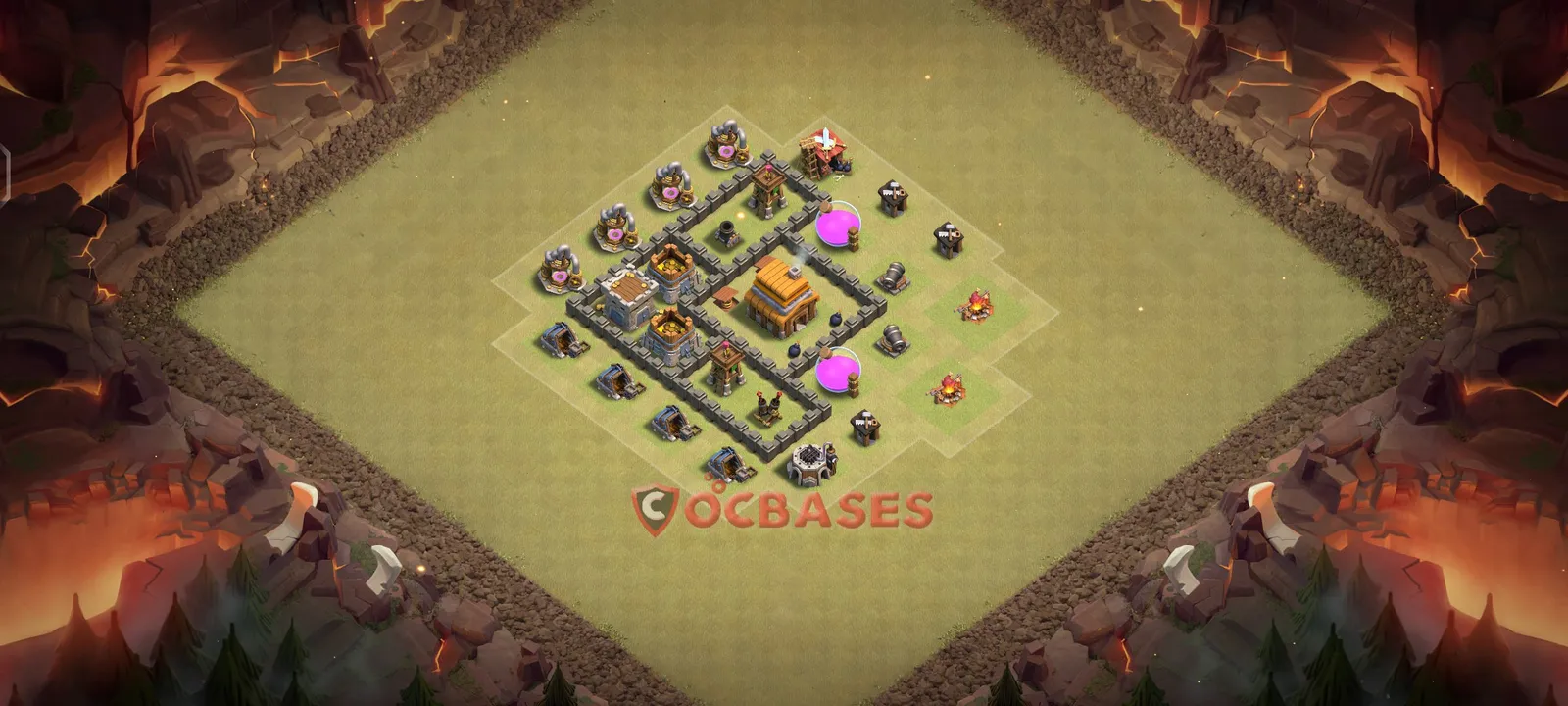 War (Anti-3 Star) Base TH4 - Clash of Clans Town Hall 4 Layout with Link