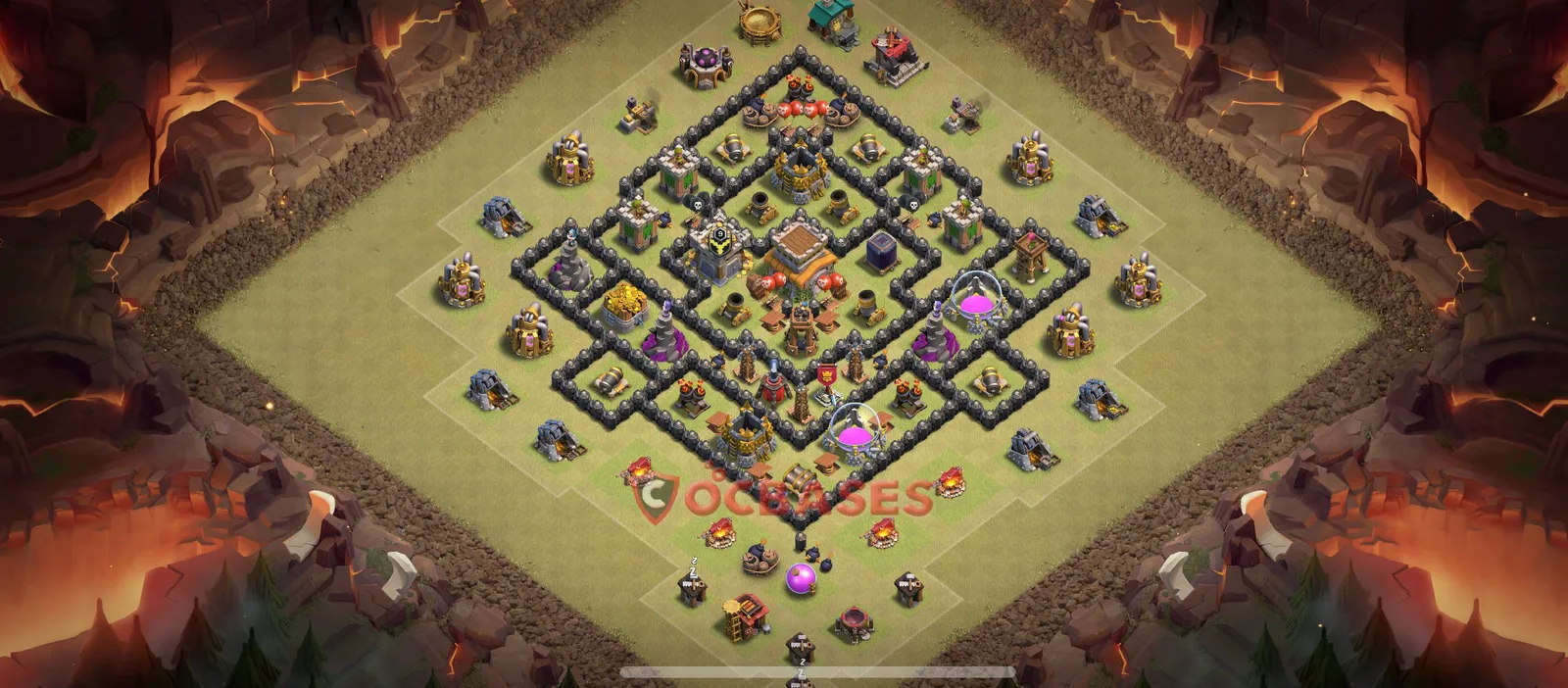 War (Anti-3 Star) Base TH8 - Clash of Clans Town Hall 8 Layout Link War (Anti-3 Star) Base TH8 - Clash of Clans Town Hall 8 WAR Base Layout with Copy Link 2026