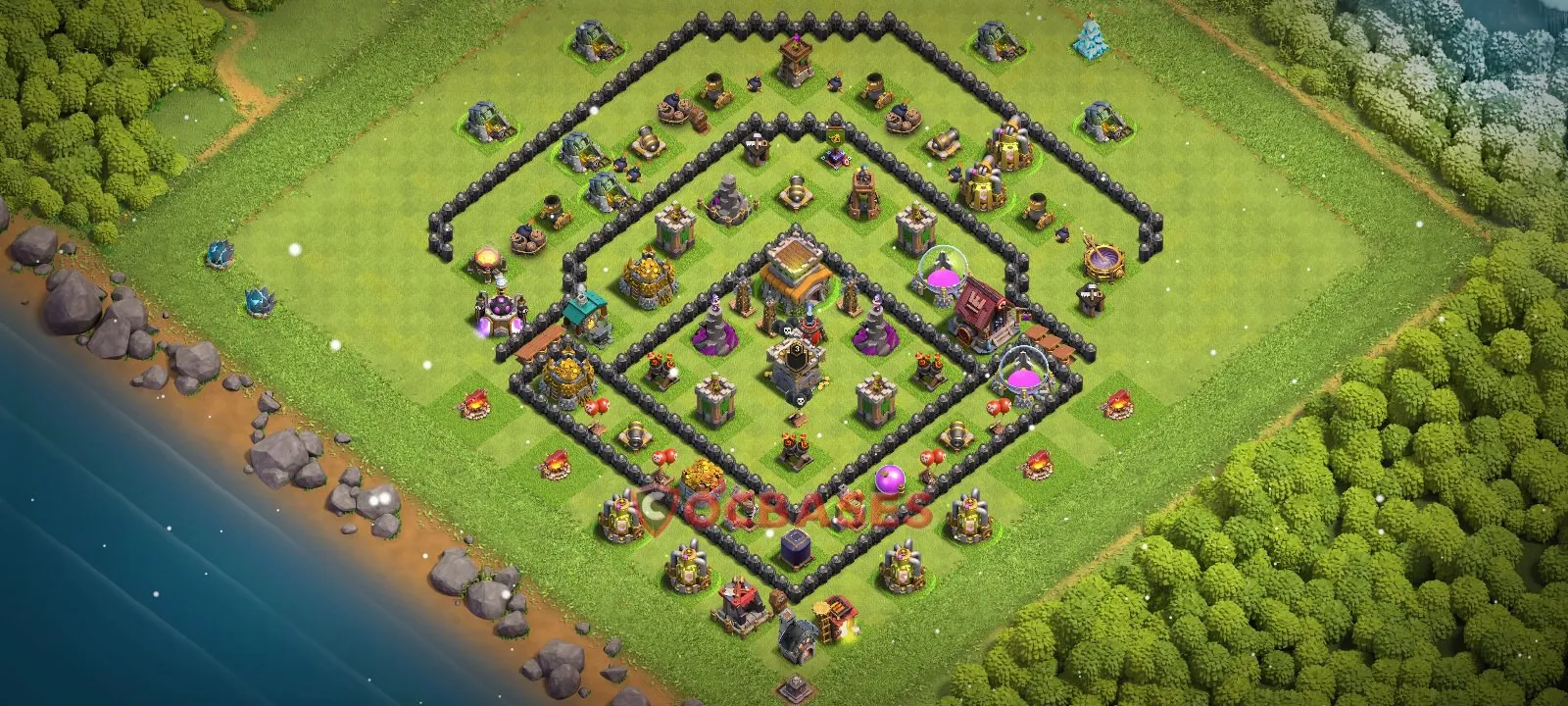 War (Anti-3 Star) Base TH8 with Link | Clash of Clans Bases | Layouts ID pgh7d