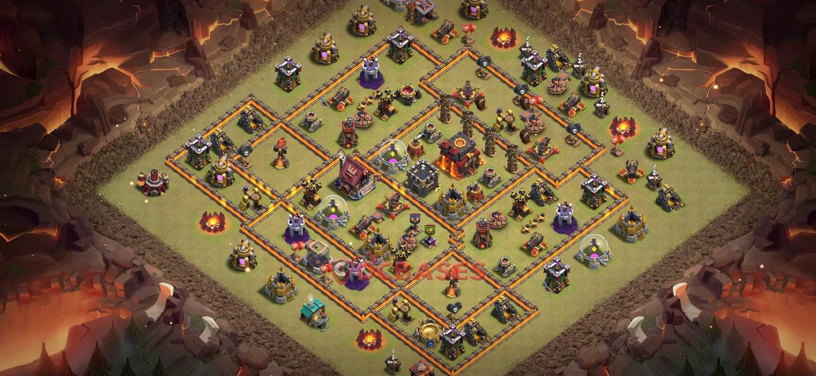 War (Anti-3 Star) Base TH10 with Link | Clash of Clans Bases | Layouts ID rb4hx